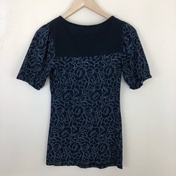 Anthropologie Velvet Blue Floral Tunic Top Size S - Picture 2 of 7
